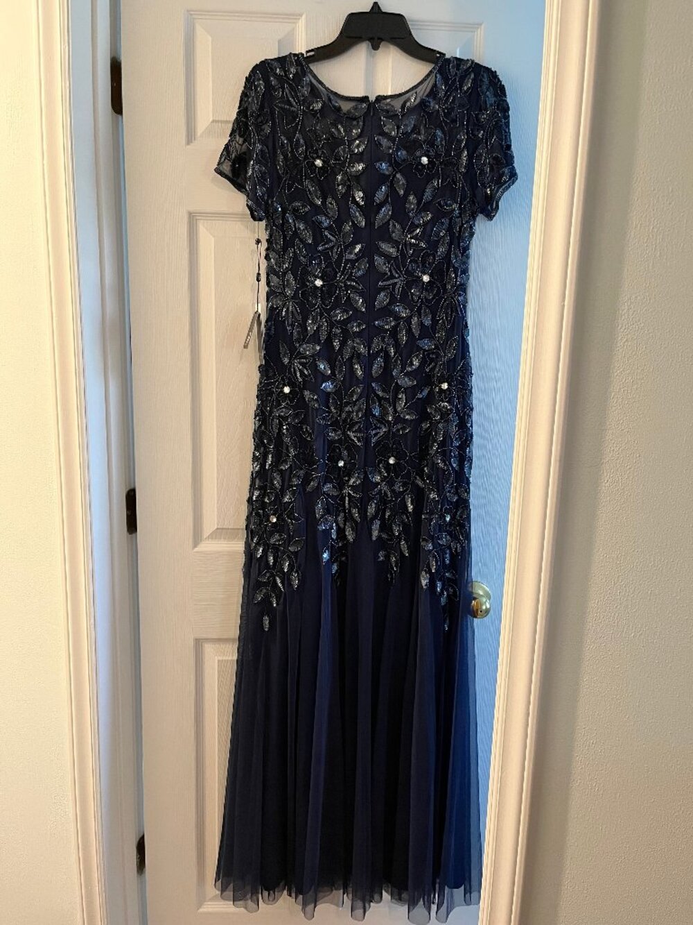 Adrianna Papell navy beaded dress NWT